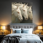 Three White Horses Mystical Art