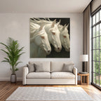 Three White Horses Mystical Art
