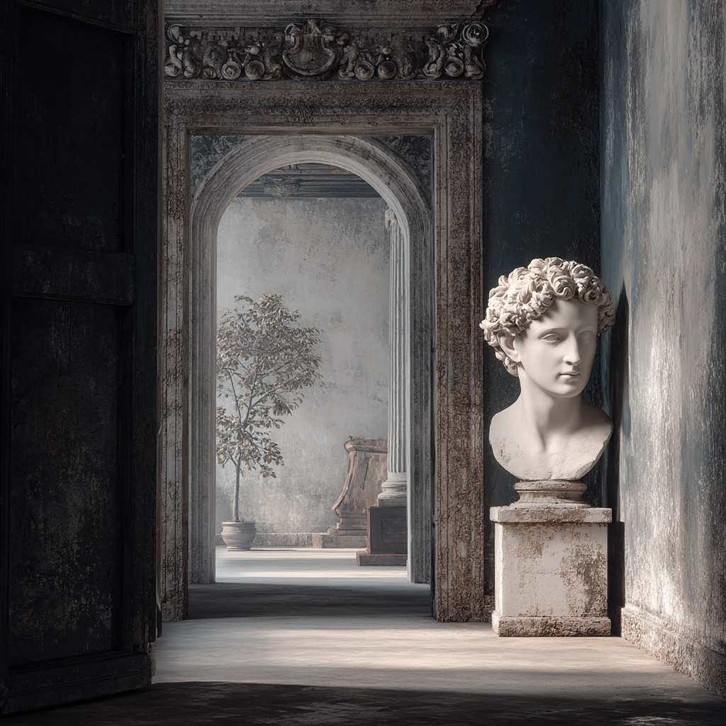 E Architektur Innenraum Mit Bueste Und Ornamenten | Klassisch | Einrichtungsstile