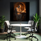 E Figure In Study Room Thinking About Books