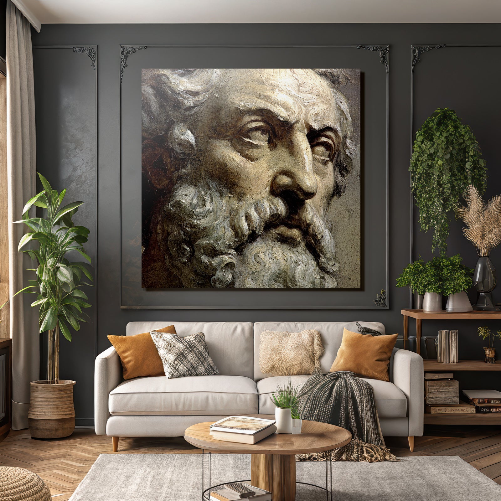 E Sculpture Face of an Old Man