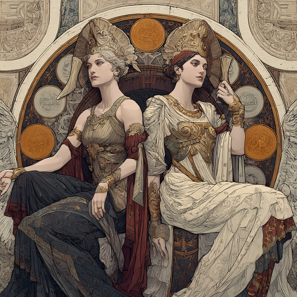 Elegant Gekleidete Frauen Mit Mythologischen Themen | Klassisch | Einrichtungsstile