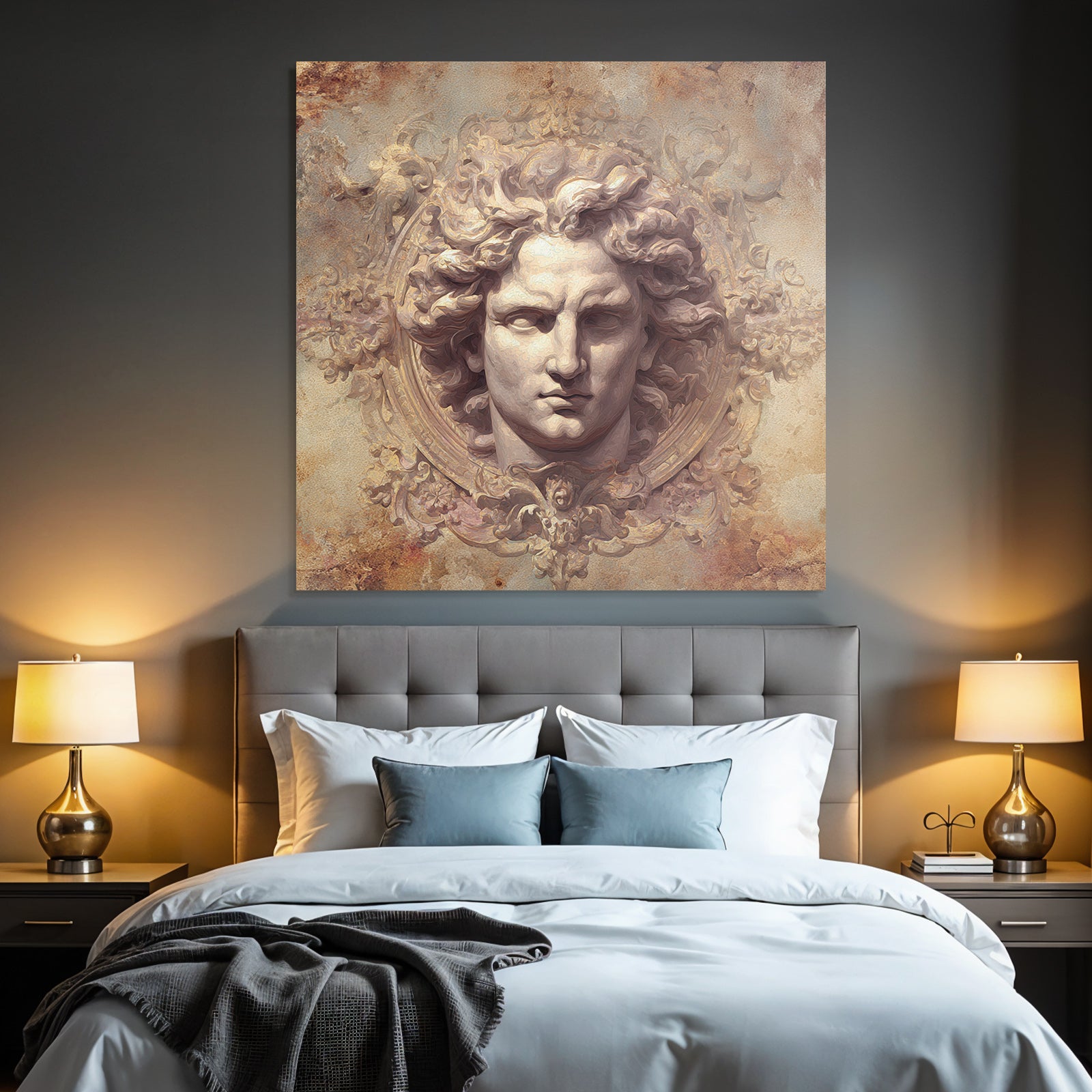 Closed sculpture of the god in artistic representation
