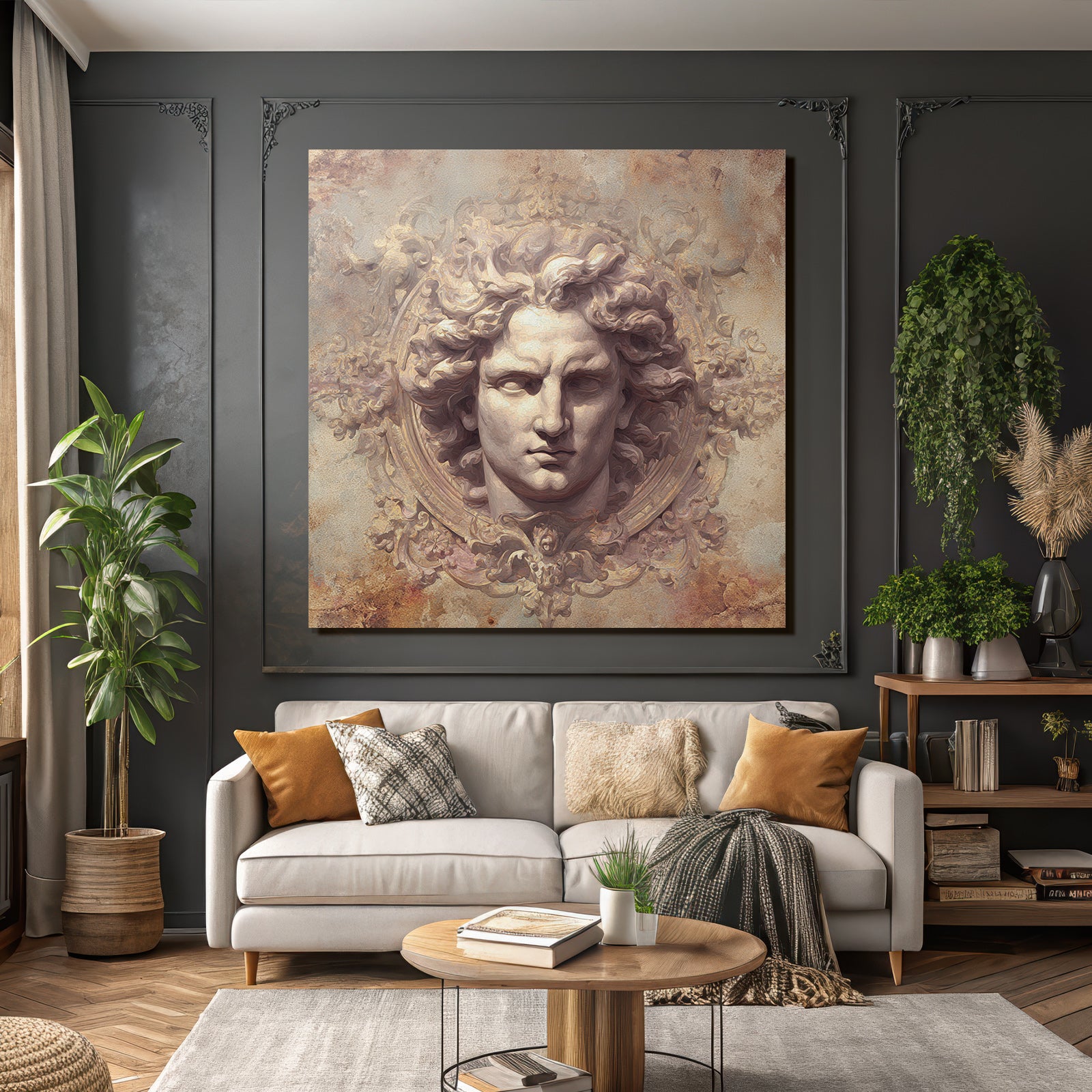 Closed sculpture of the god in artistic representation