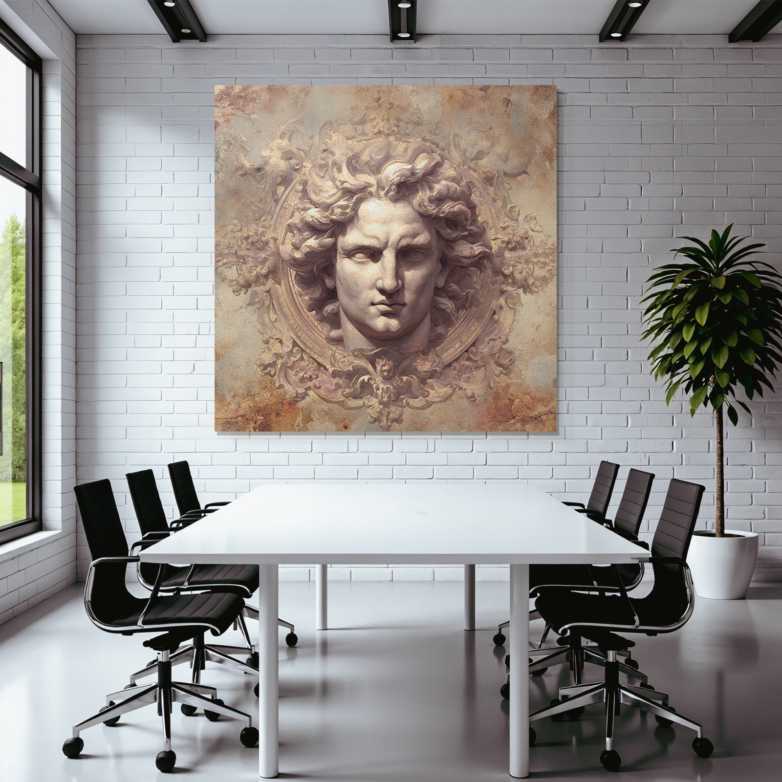 Closed sculpture of the god in artistic representation