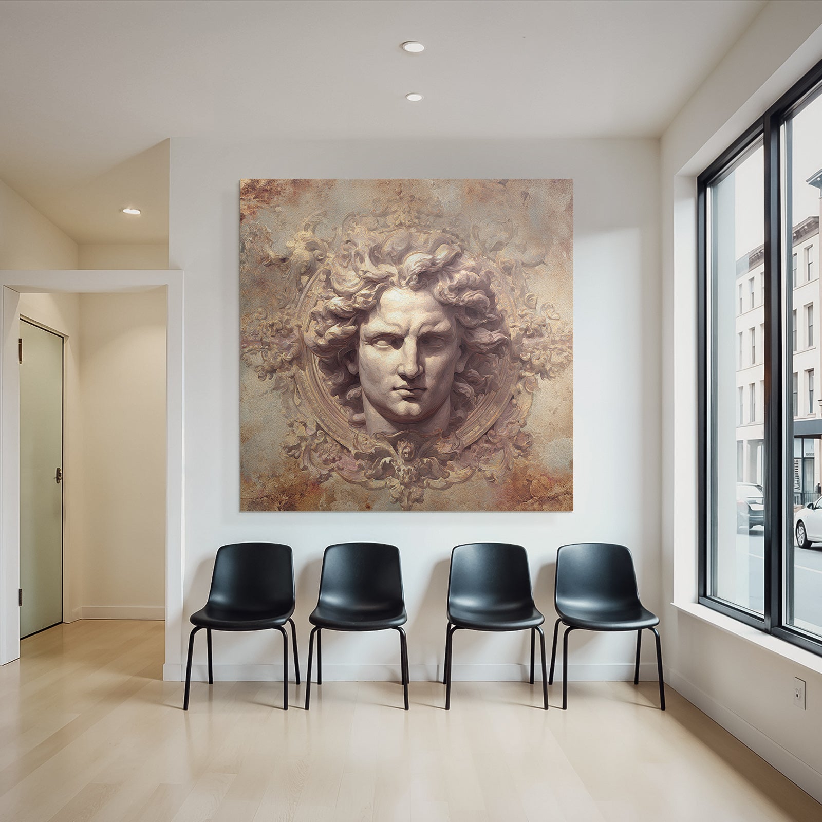 Closed sculpture of the god in artistic representation