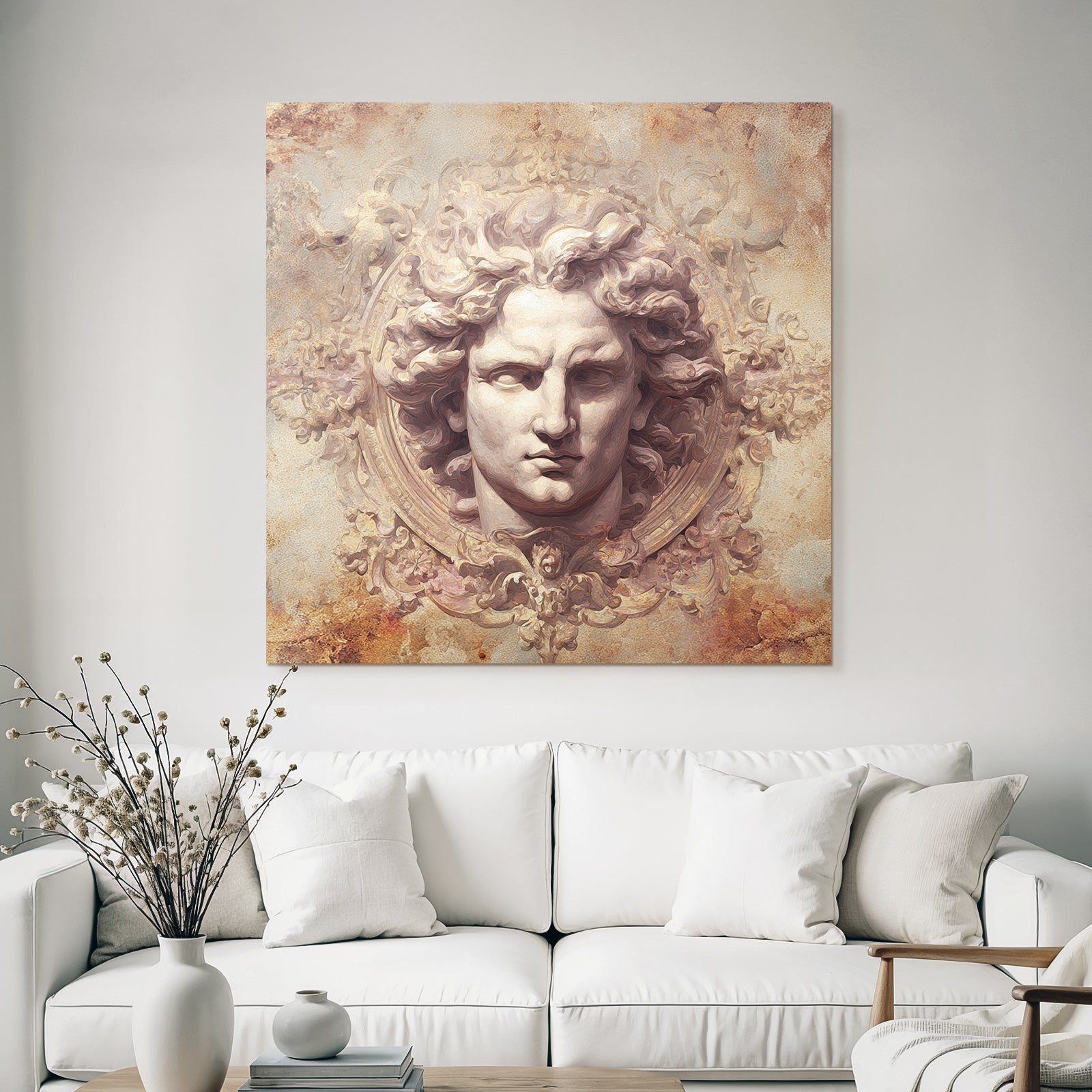 Closed sculpture of the god in artistic representation
