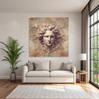 Closed sculpture of the god in artistic representation