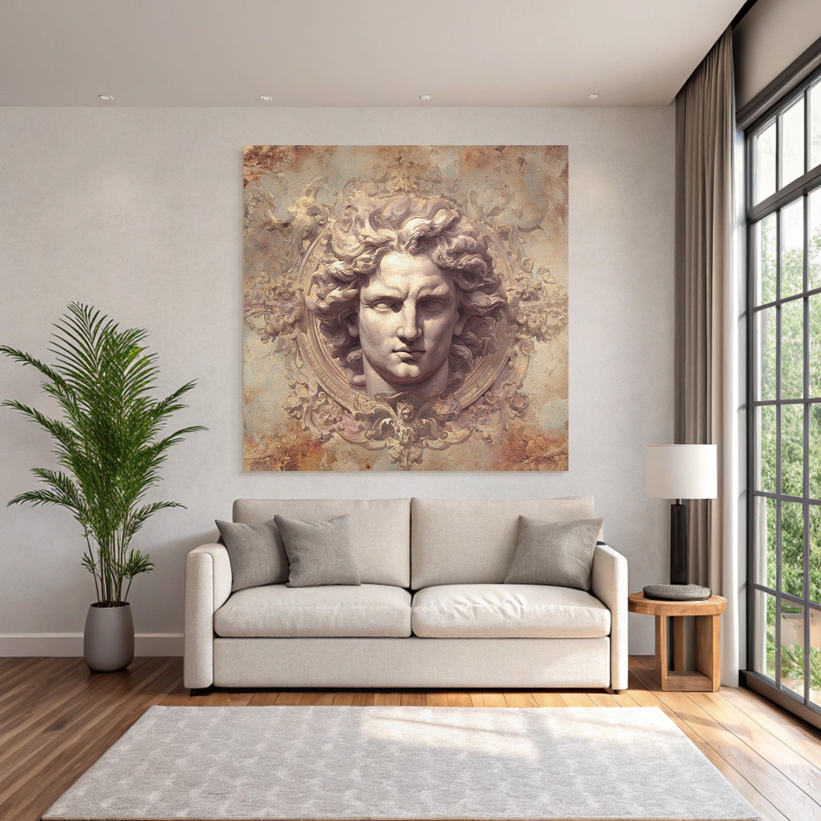 Closed sculpture of the god in artistic representation