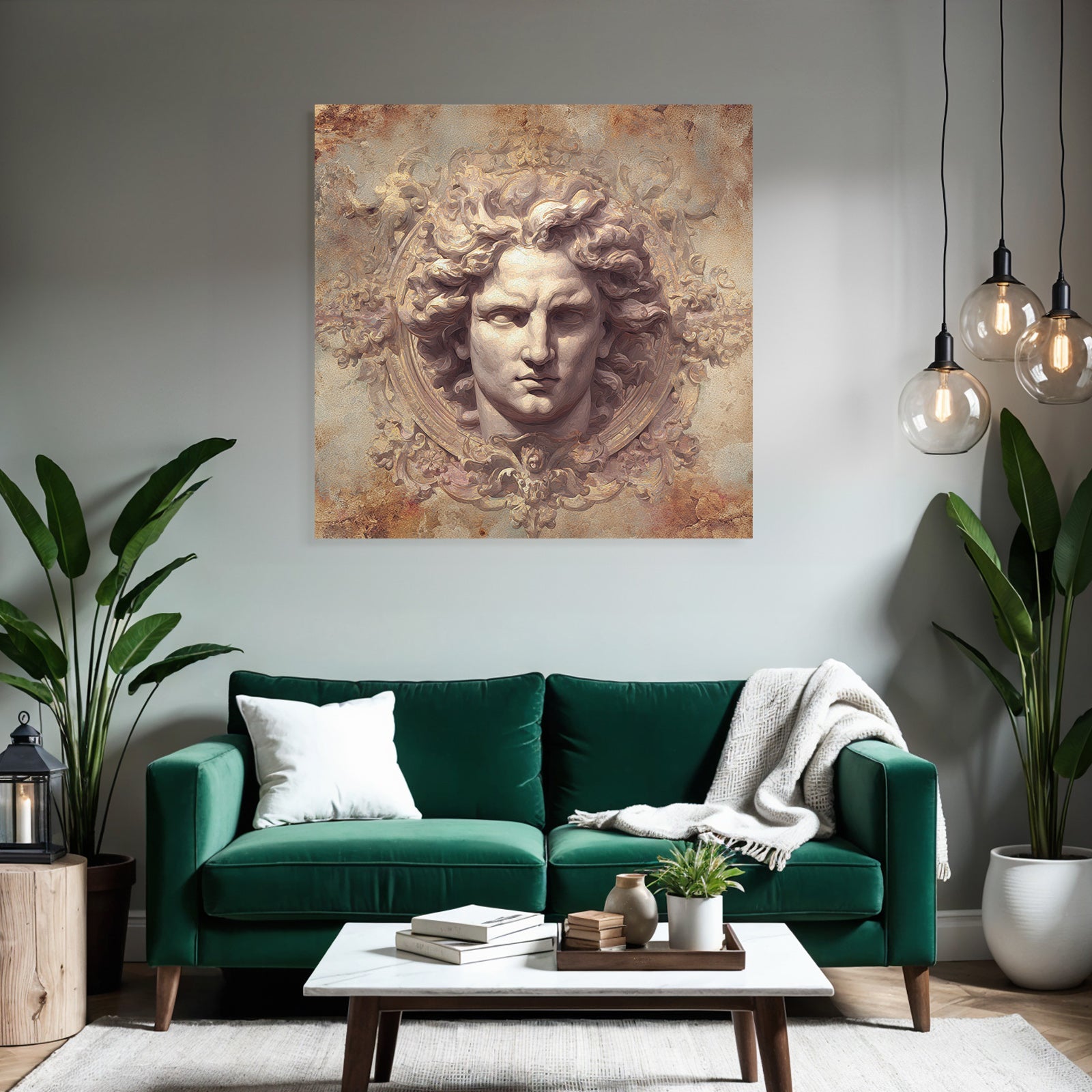 Closed sculpture of the god in artistic representation