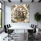 Historical Scene Rider and Woman with Flora Decorative Artwork
