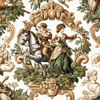 Historische Szene Reiter Und Frau Mit Flora Dekoratives Kunstwerk | Klassisch | Einrichtungsstile