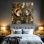 Historical Decorative Pattern Portraits With Floral Motifs