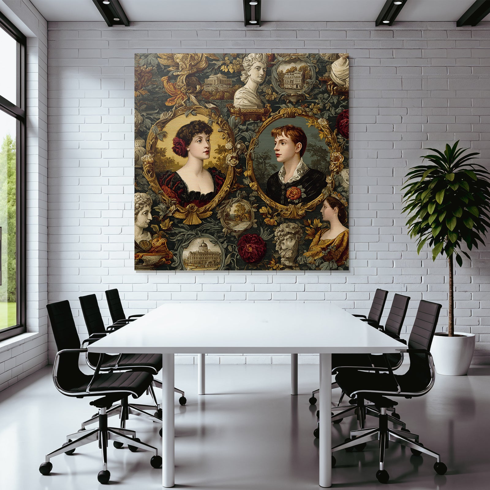 Historical Decorative Pattern Portraits With Floral Motifs