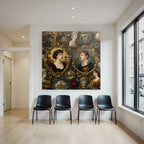 Historical Decorative Pattern Portraits With Floral Motifs