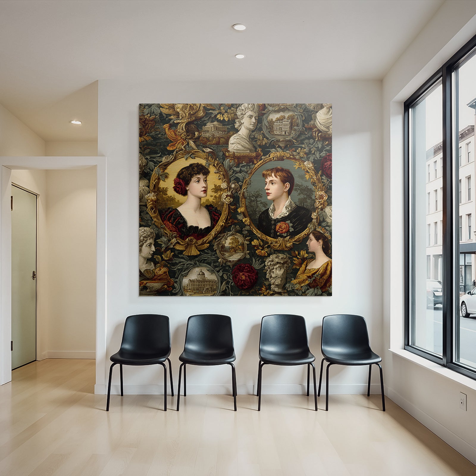 Historical Decorative Pattern Portraits With Floral Motifs