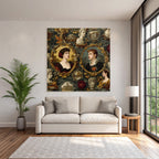 Historical Decorative Pattern Portraits With Floral Motifs