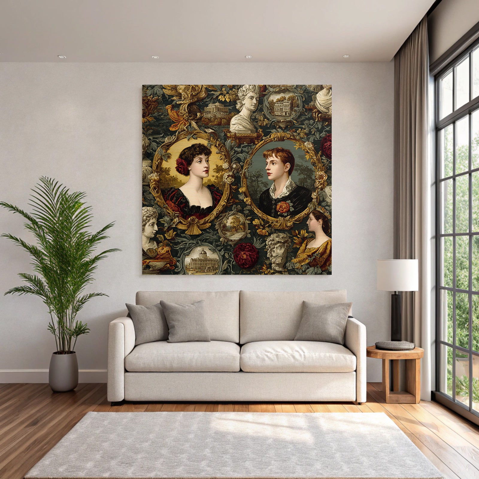 Historical Decorative Pattern Portraits With Floral Motifs