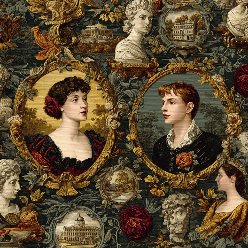 Historisches Dekoratives Muster Portraets Mit Floralen Motiven | Klassisch | Einrichtungsstile