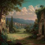 Idyllische Landschaft Mit Huegeln Valley Und Alter Stadt | Klassisch | Einrichtungsstile