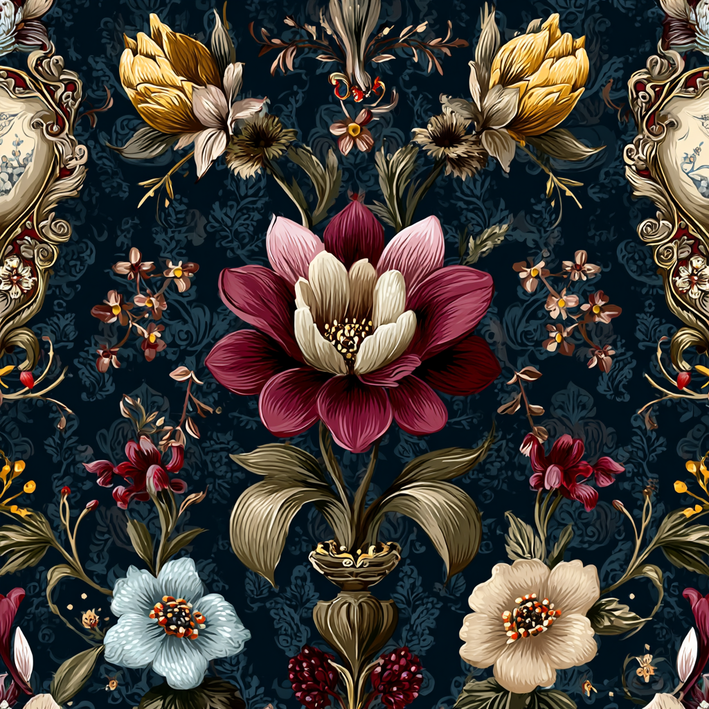 Intrikate Blumenmuster Muster Dekorativ Elegant Vintage Hintergrund | Klassisch | Einrichtungsstile