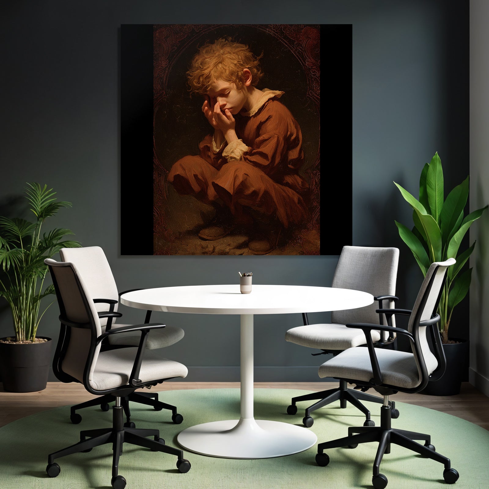 Young Children Portrait Thoughtful Sad Vintage Style