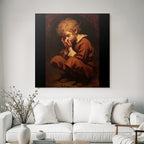 Young Children Portrait Thoughtful Sad Vintage Style