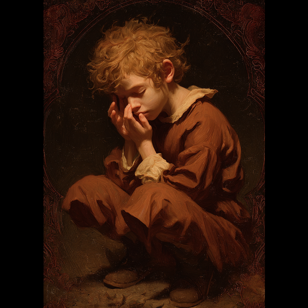 Junge Kinder Portraet Nachdenklich Sad Vintage Stil | Klassisch | Einrichtungsstile