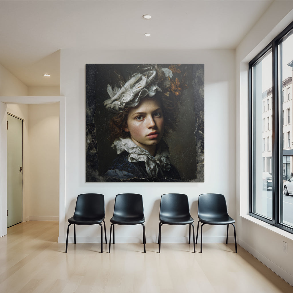 Junge Person Mit Lockigem Haar Und Dekorativem Kopfschmuck Portrait