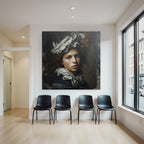 Junge Person Mit Lockigem Haar Und Dekorativem Kopfschmuck Portrait