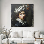 Junge Person Mit Lockigem Haar Und Dekorativem Kopfschmuck Portrait
