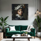 Junge Person Mit Lockigem Haar Und Dekorativem Kopfschmuck Portrait