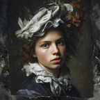 Junge Person Mit Lockigem Haar Und Dekorativem Kopfschmuck Portrait | Klassisch | Einrichtungsstile