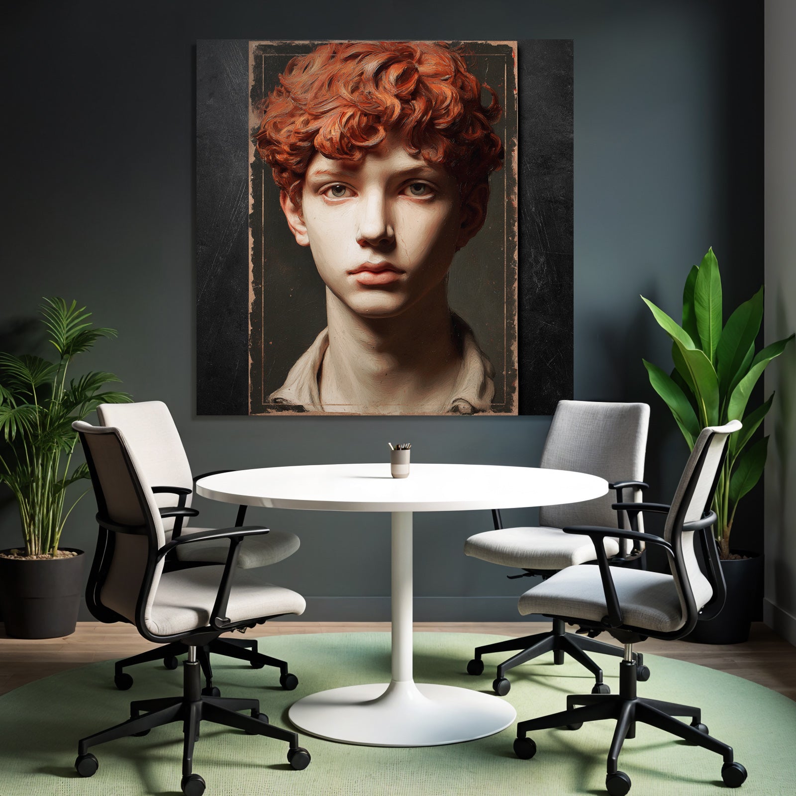 Young Person Portrait Red Curls Art Style