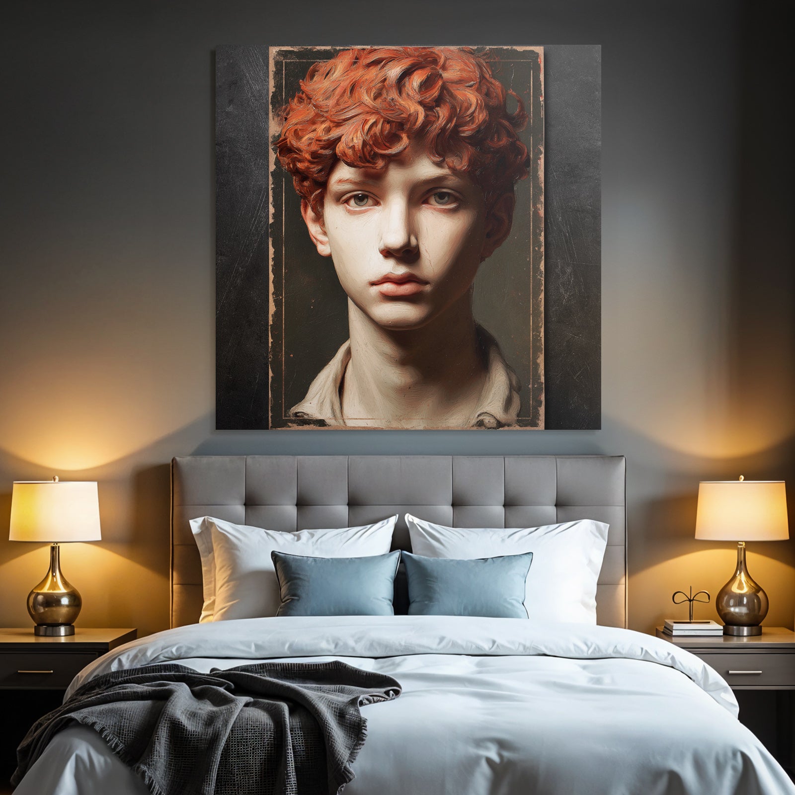 Young Person Portrait Red Curls Art Style