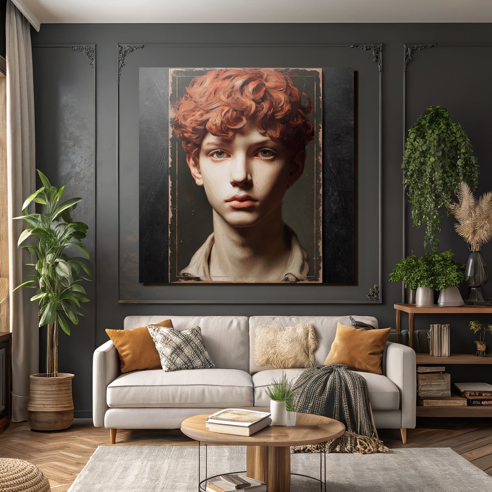 Young Person Portrait Red Curls Art Style