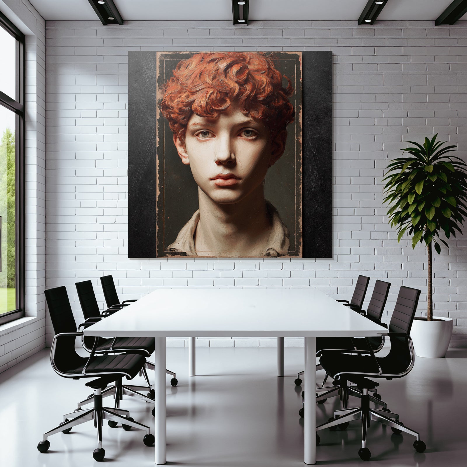 Young Person Portrait Red Curls Art Style