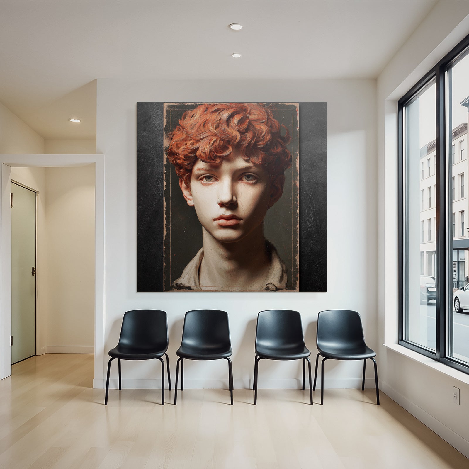 Young Person Portrait Red Curls Art Style