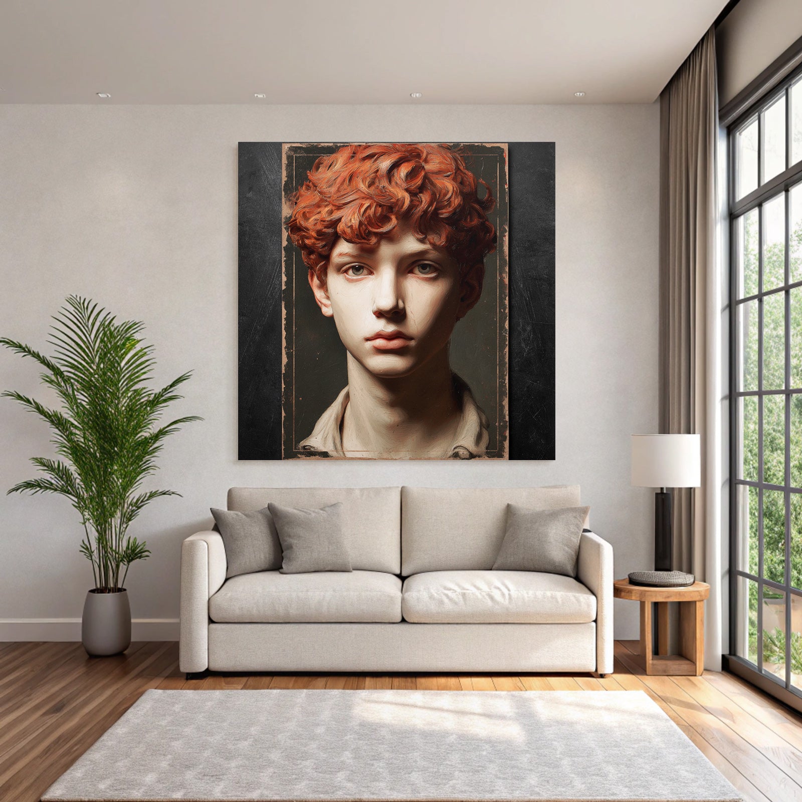 Young Person Portrait Red Curls Art Style