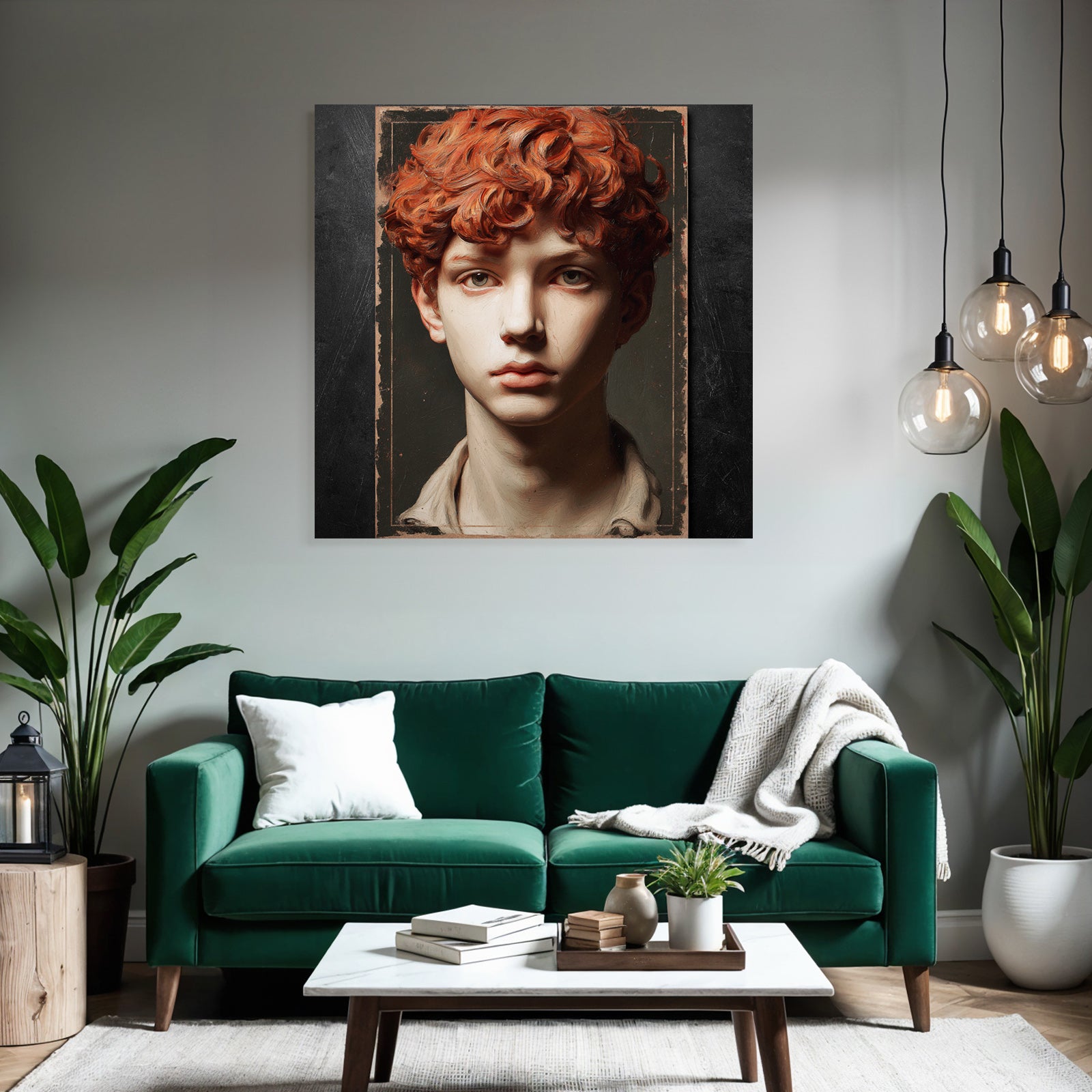 Young Person Portrait Red Curls Art Style