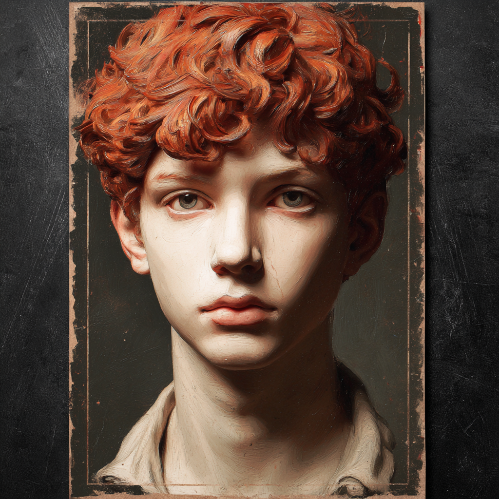 Junges Mensch Portrait Rote Locken Kunststil | Klassisch | Einrichtungsstile