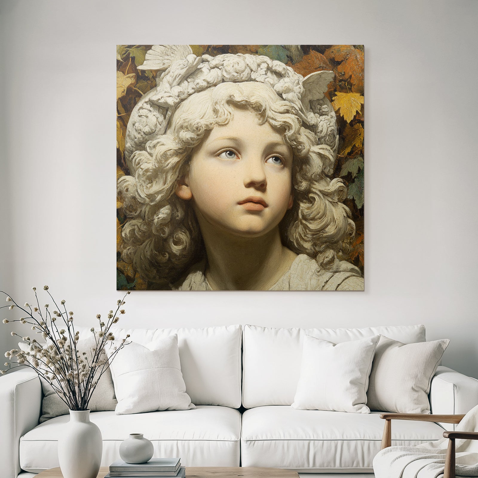 Childlike Figures With Autumn Leaves Artwork