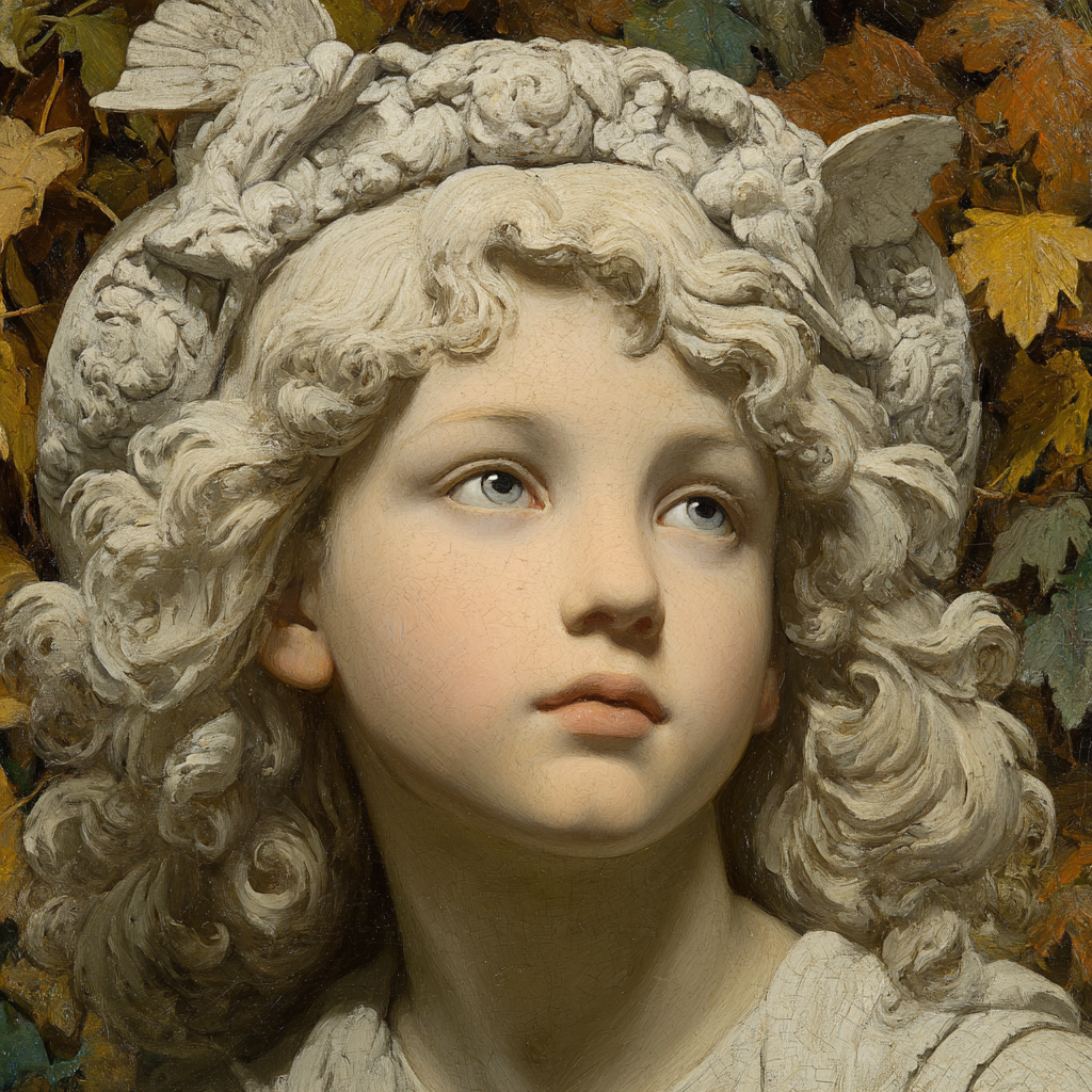 Kindliche Figuren Mit Herbstblaettern Kunstwerk | Klassisch | Einrichtungsstile