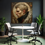 Male Figures With Stylized Features Background With Intricate Designs