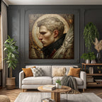 Male Figures With Stylized Features Background With Intricate Designs