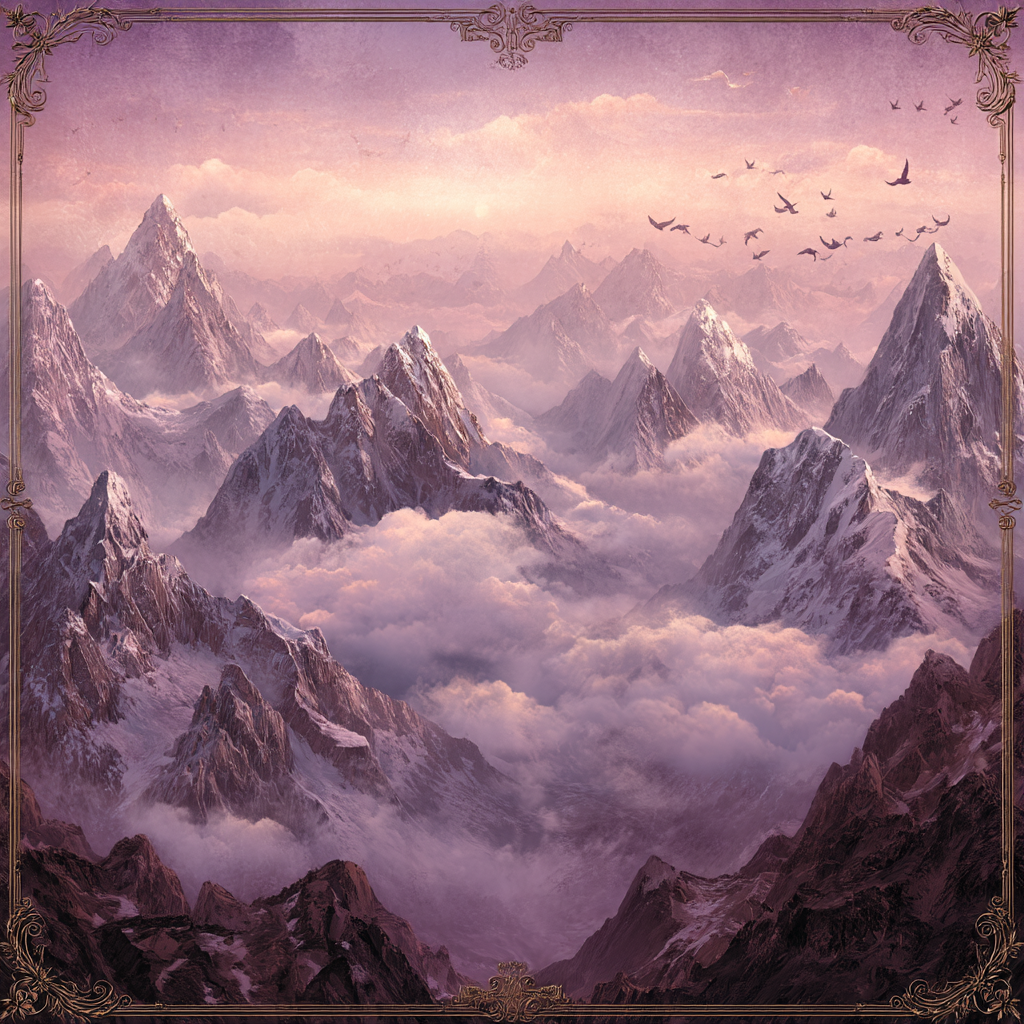 Majestoslandschaft Mit Schneebedeckten Bergen Und Voegeln Im Himmel | Klassisch | Einrichtungsstile