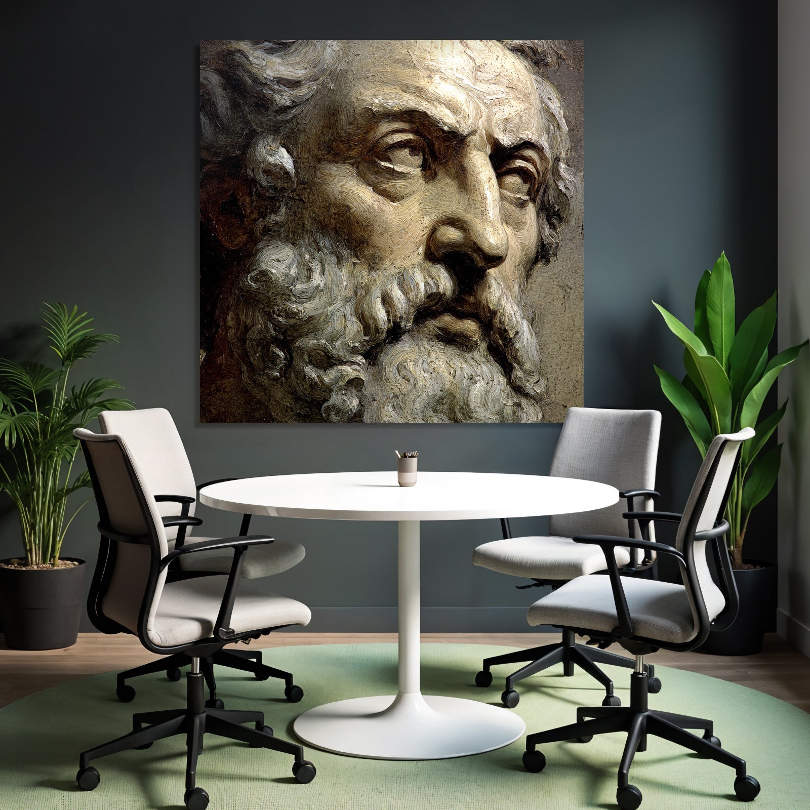 Man with beard and hair artwork