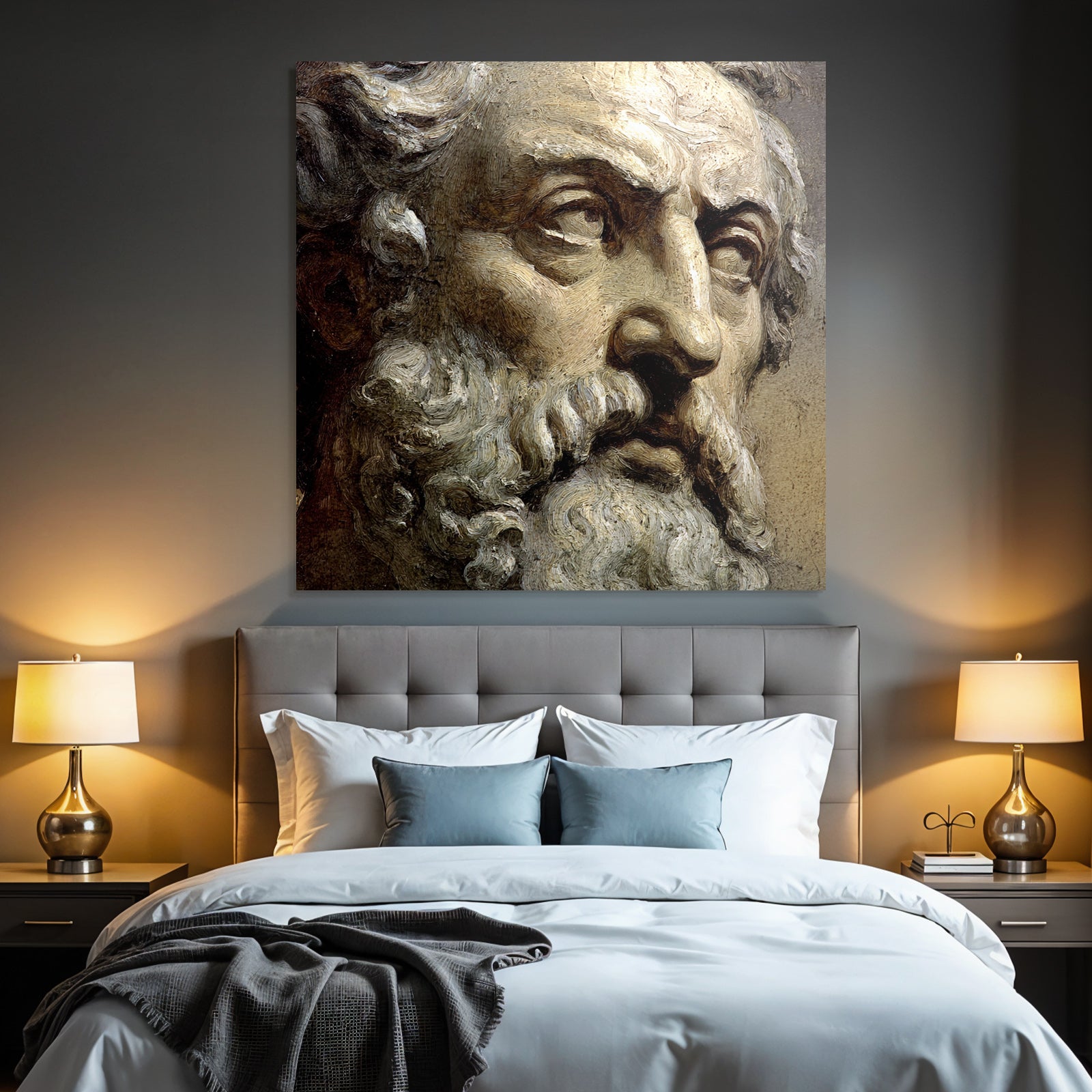 Man with beard and hair artwork