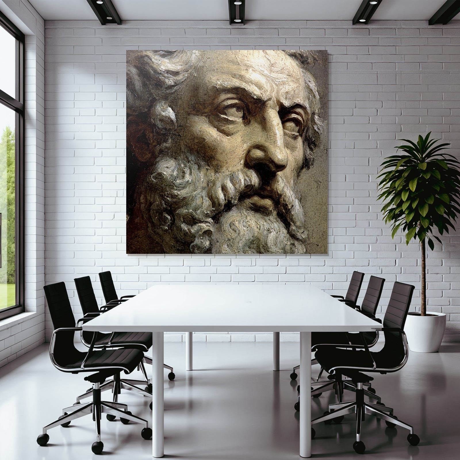 Man with beard and hair artwork