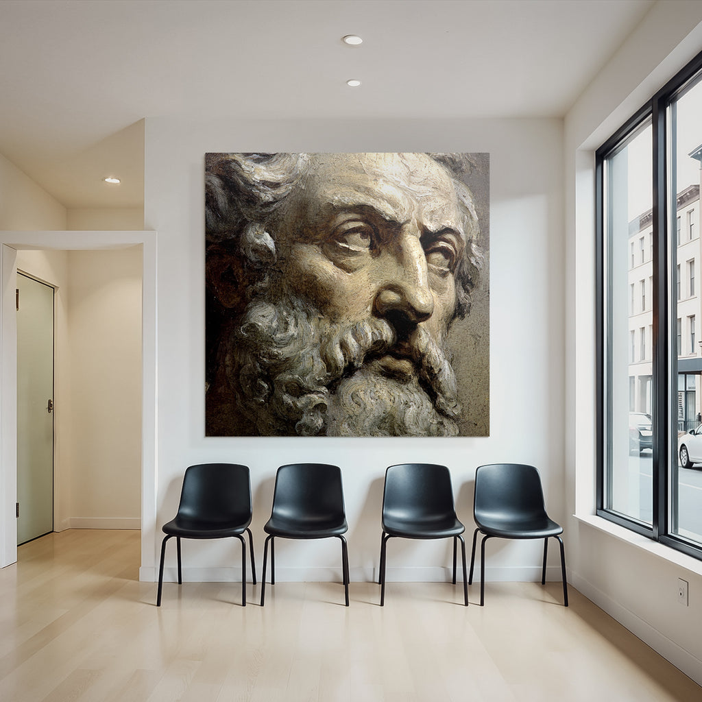 Man with beard and hair artwork
